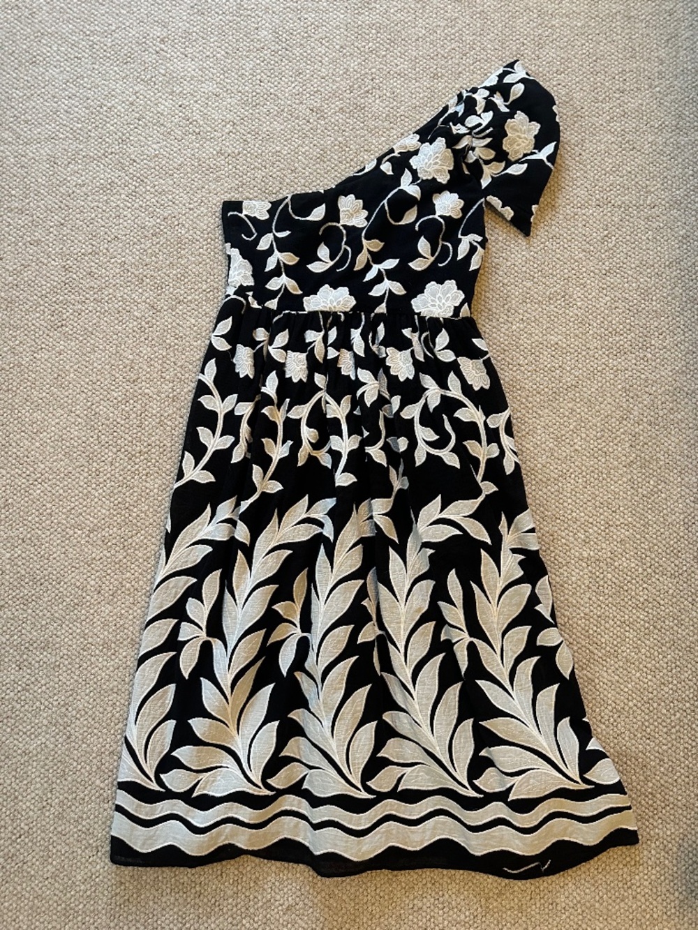 Anthropologie Black and White One-Shoulder Dress